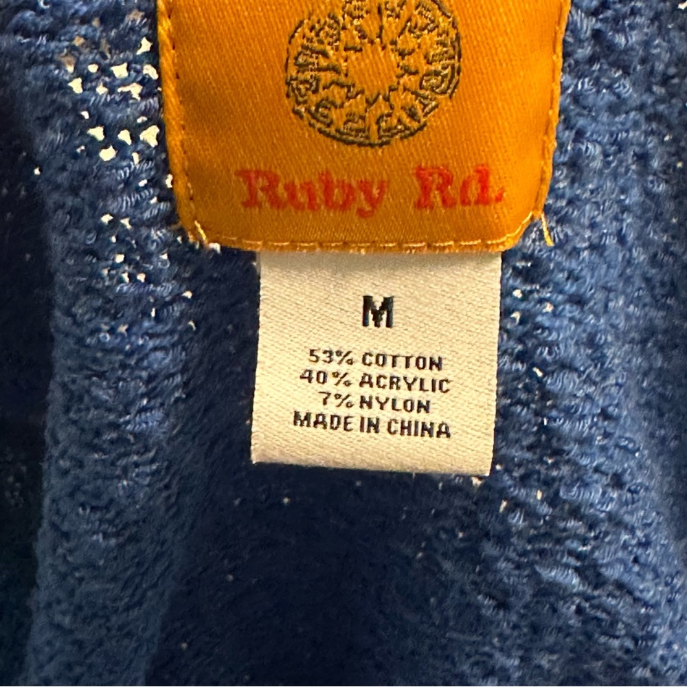 Ruby Rd Open Front Cardigan Blue Aztec Southwest … - image 3